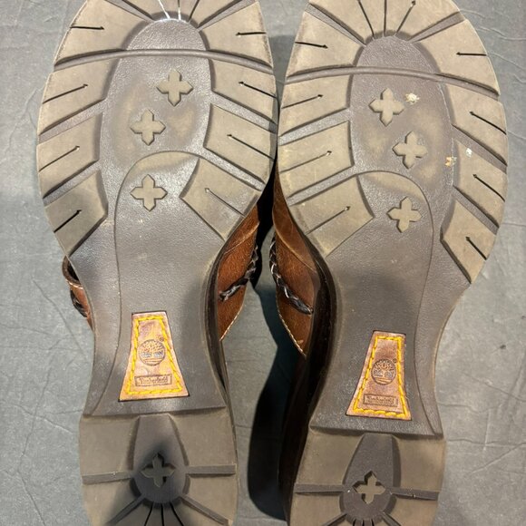 Timberland Smart Comfort Brown Leather Heeled Slide Sandals – Size 8 - Picture 6 of 8